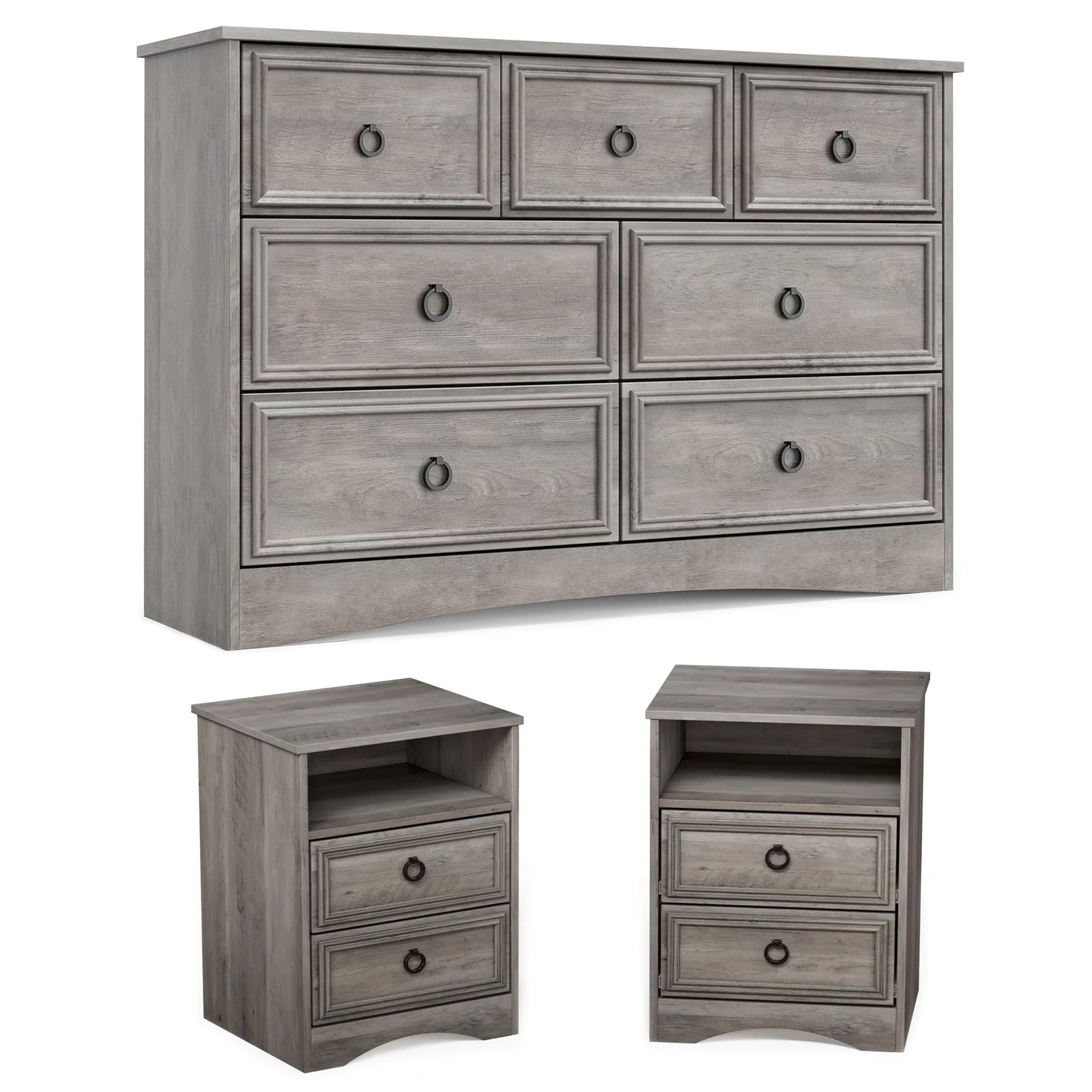 3 Piece Bedroom Dresser Set, 7 Drawer Double Dresser, 2 Drawers Nights LGHM 3 Piece Bedroom Dresser Set, 7 Drawer Double Dresser, 2 Drawers Nights LGHM