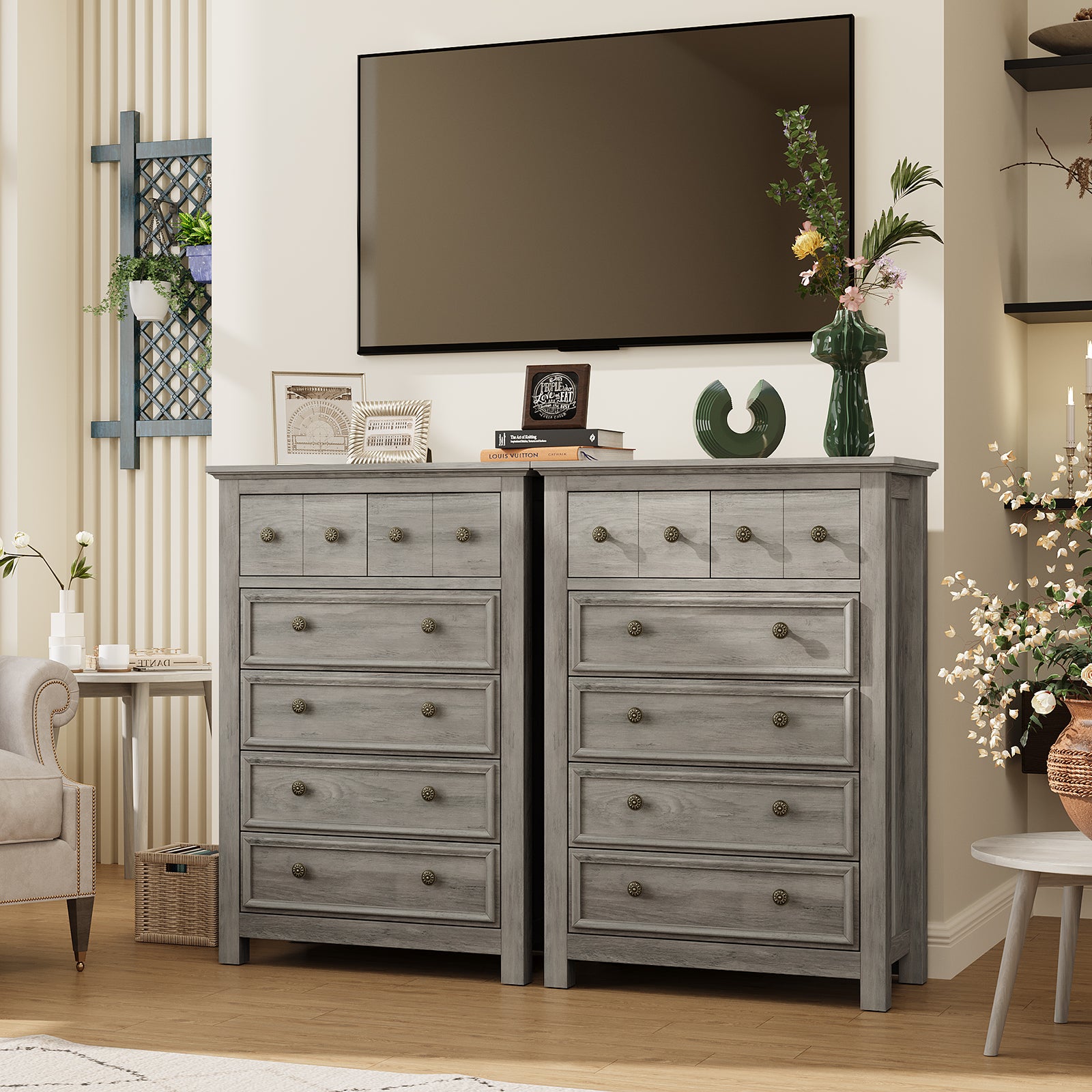 Tall 6 Drawer Dresser for Bedroom, Wood Farmhouse Chest of Drawers LGHM Tall 6 Drawer Dresser for Bedroom, Wood Farmhouse Chest of Drawers LGHM