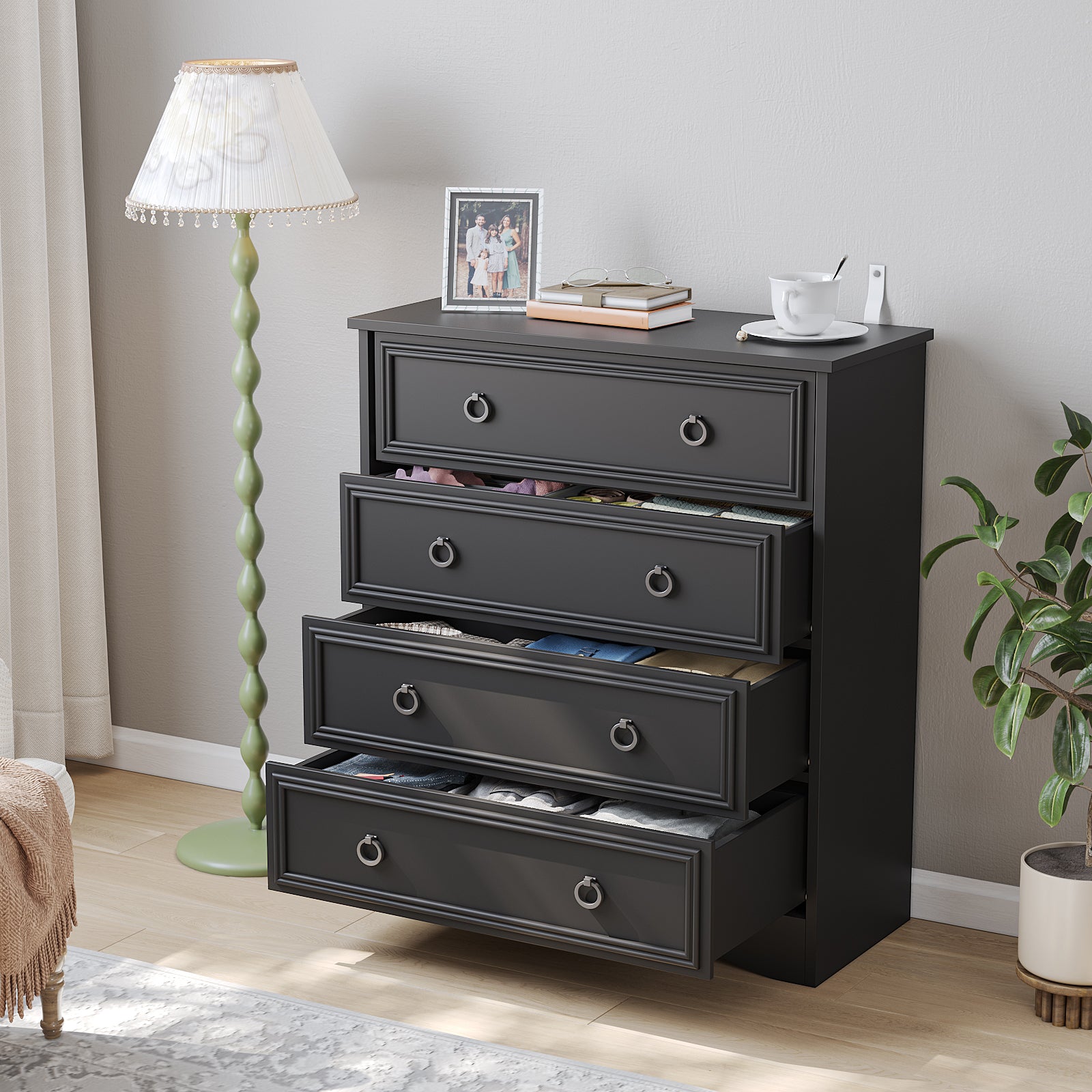 black dresser and nightstand set Latitude Run Luxury Upholstered Panel Bedroom with Wingback Headboard in Pieces Included: 6 Piece Amazon.com: Furniway Black Dresser Bedroom