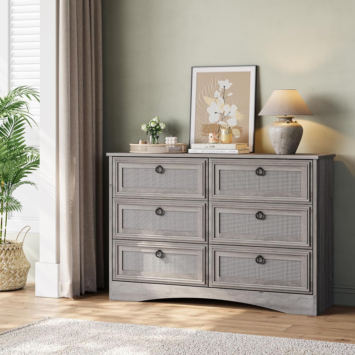 Modern 6 Drawer Dresser Rattan, Dressers for Bedroom, Chest of Drawers LGHM Modern 6 Drawer Dresser Rattan, Dressers for Bedroom, Chest of Drawers LGHM