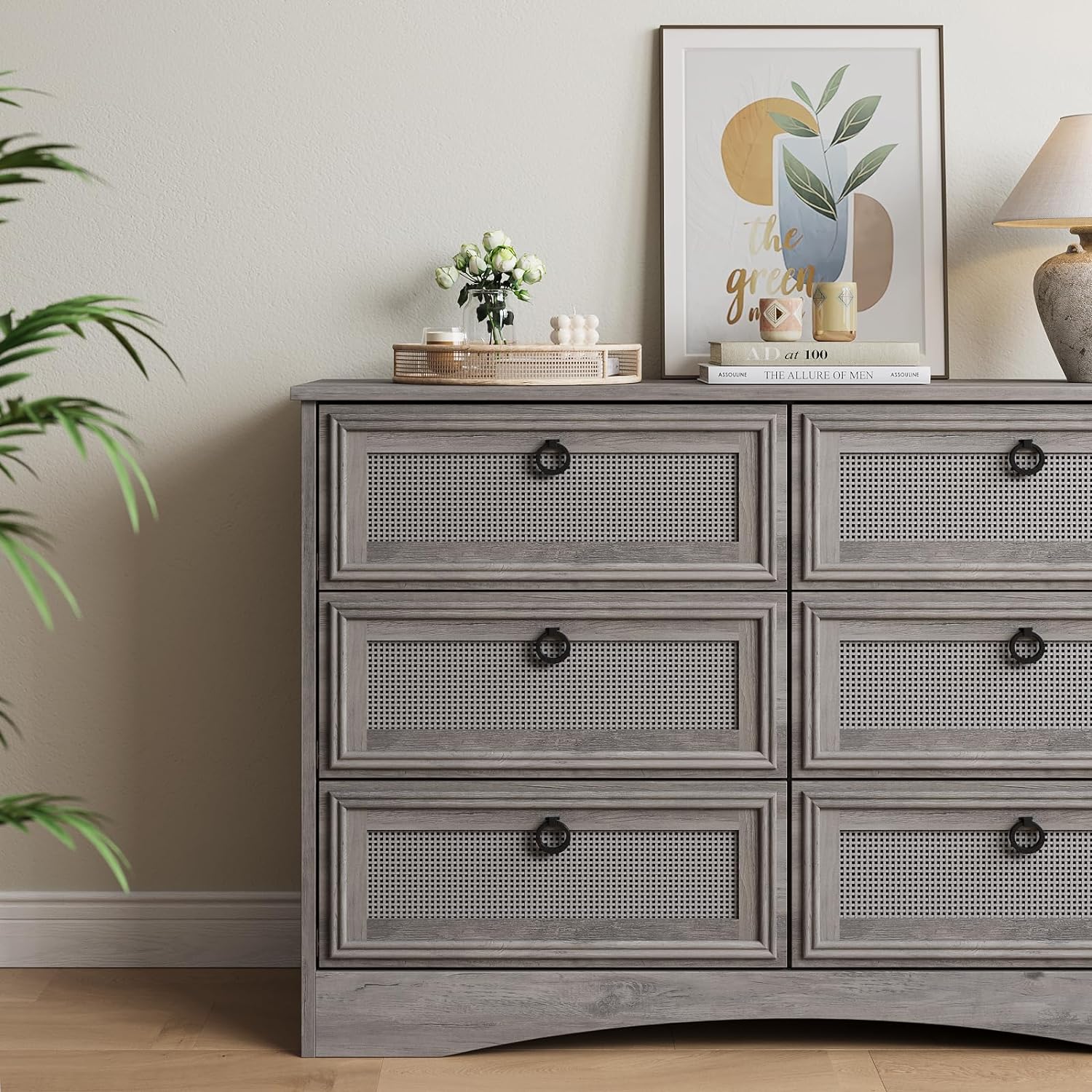 Modern 6 Drawer Dresser Rattan, Dressers for Bedroom, Chest of Drawers – LGHM Modern 6 Drawer Dresser Rattan, Dressers for Bedroom, Chest of Drawers – LGHM