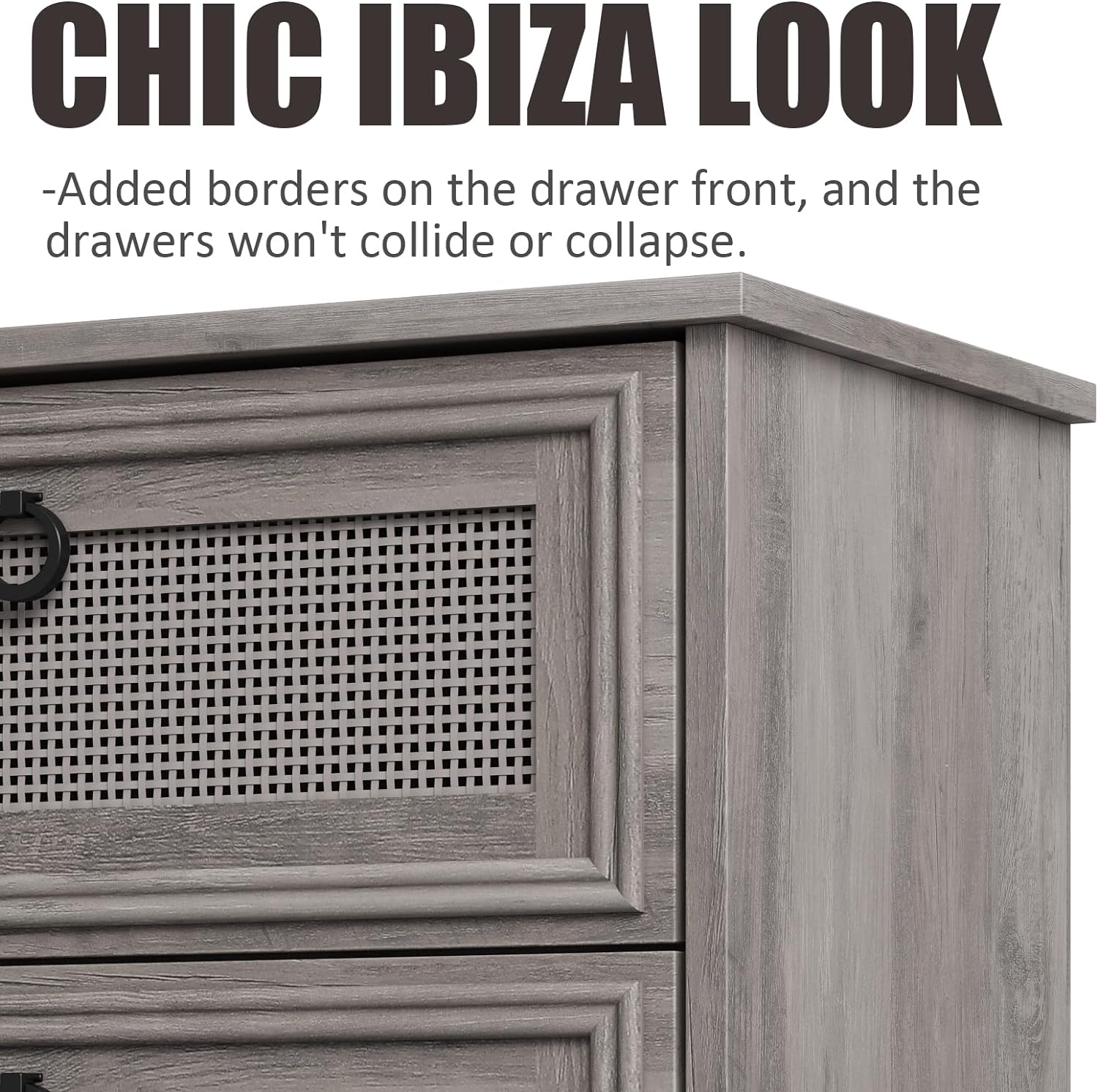 grey rattan dresser Modern 6 Drawer Dresser Rattan, Dressers for Bedroom, Chest of Drawers LGHM