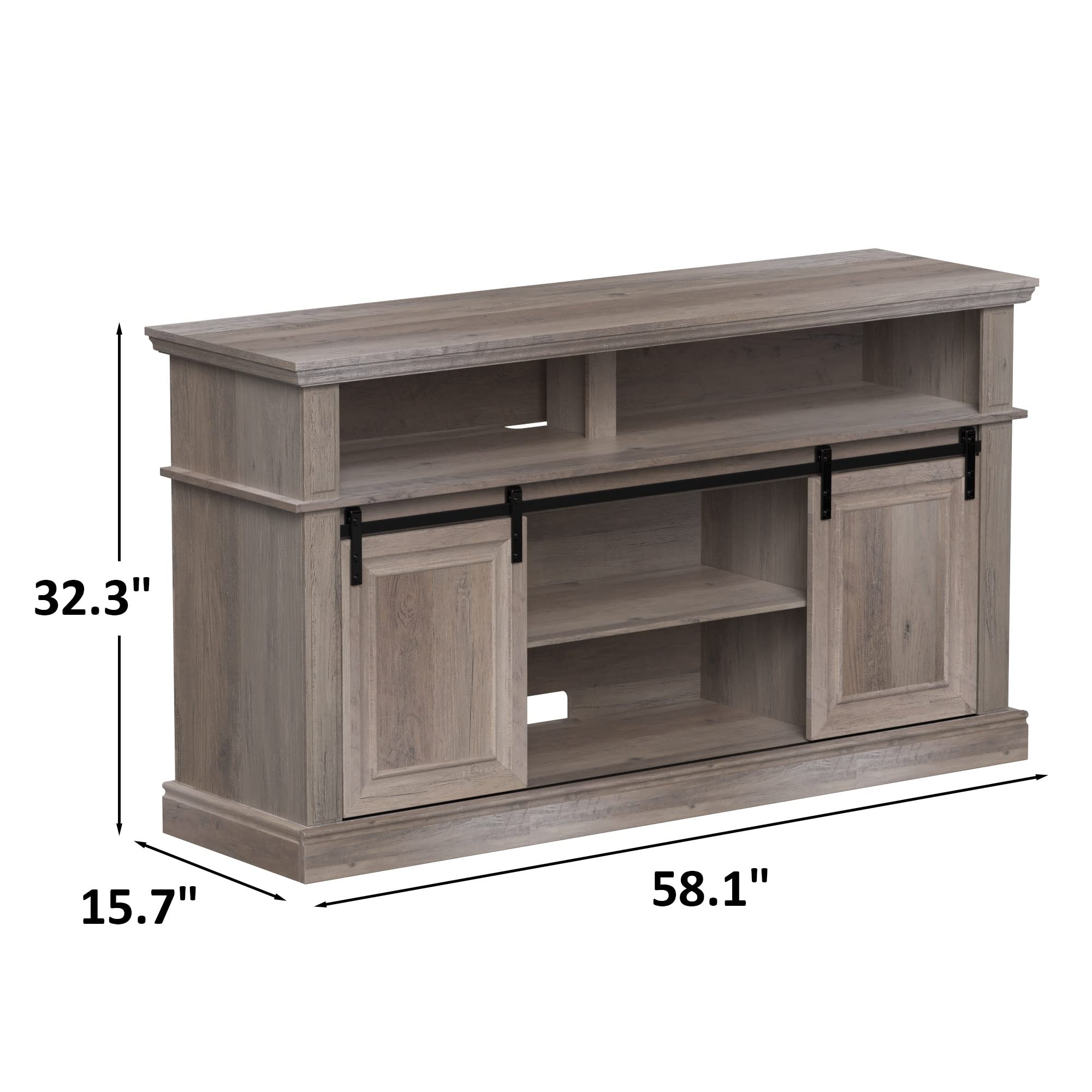 LGHM Fireplace Entertainment Center, White TV Stand for 65 inch TV with 23" Electric Fireplace Gray