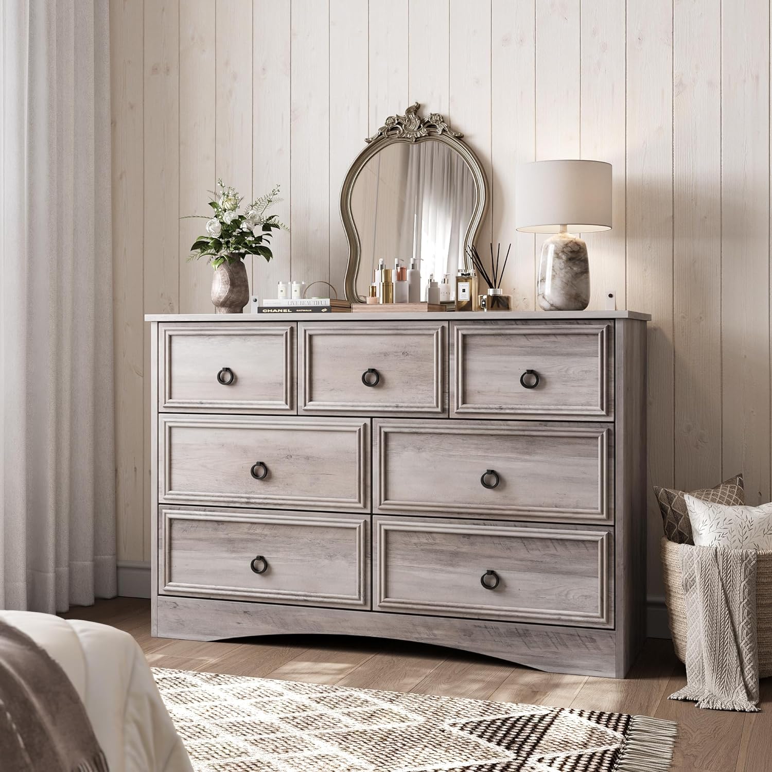 dresser for bedroom Farson Contemporary Solid Wood Long With 7 Drawers Cedar Drawer Bottoms Choice of Wood and Finish Color Hardware Selection Soft Close Under Casey Walnut 6 Drawer Dresser