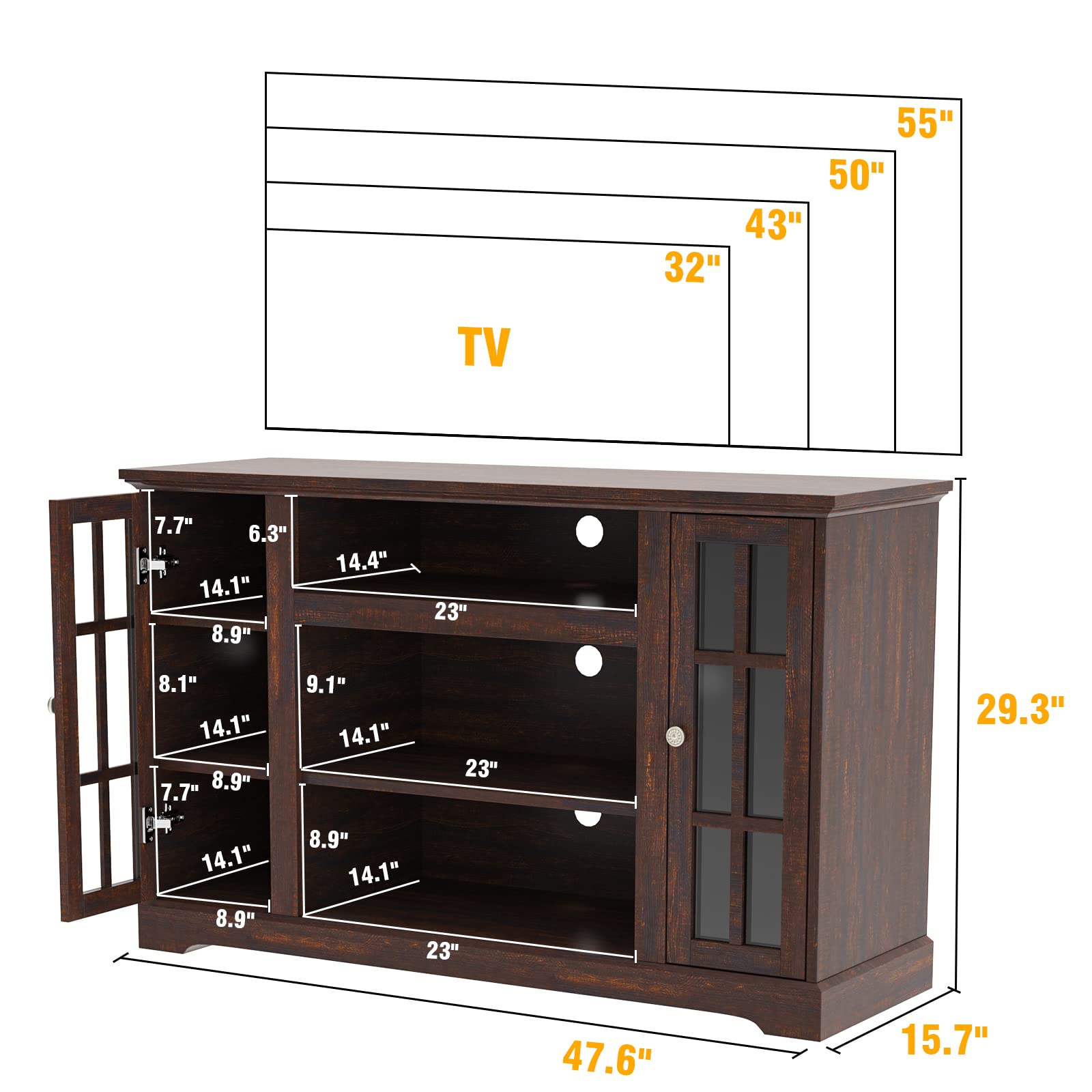 LGHM Farmhouse TV Stand Entertainment Center